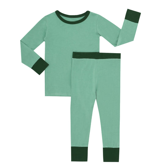 2 Piece PJ Set - Green Solid