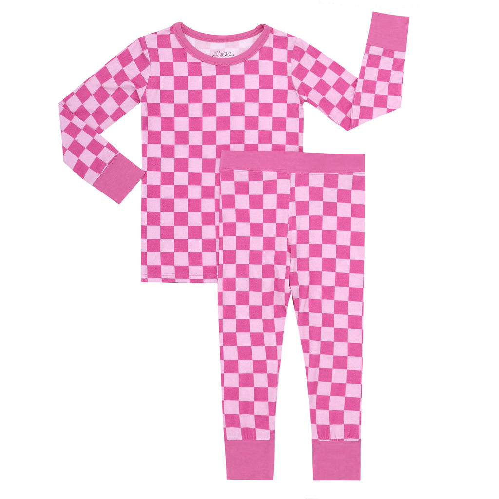 2 Piece PJ Set - Pink Checkered – Vivi & Mack