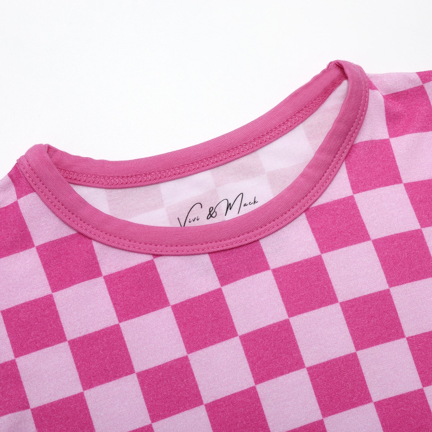 2 Piece PJ Set - Pink Checkered