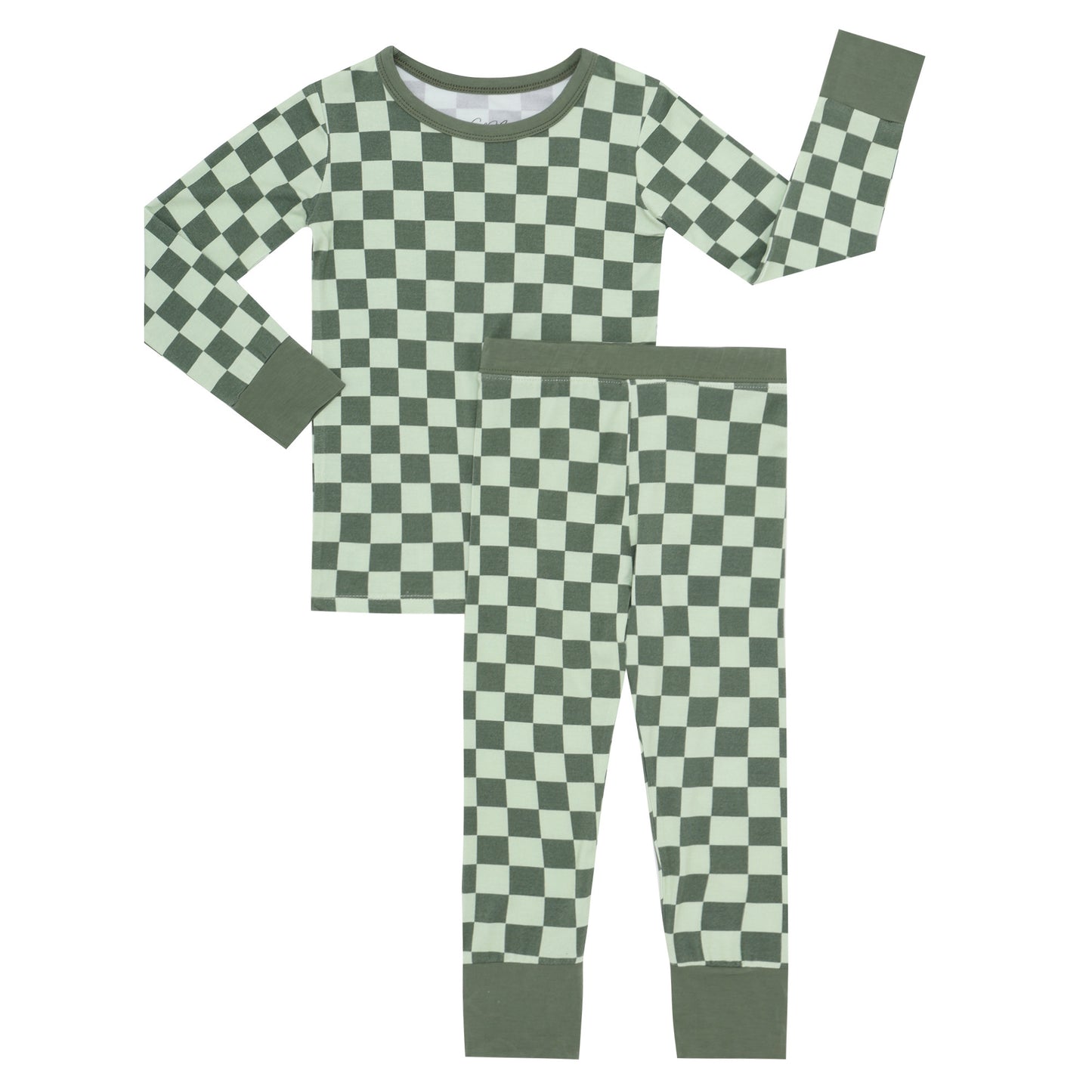 2 Piece PJ Set - Green Checkered