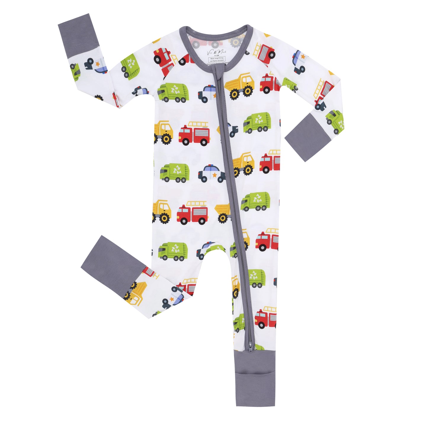 Convertible Baby Romper - Trucks