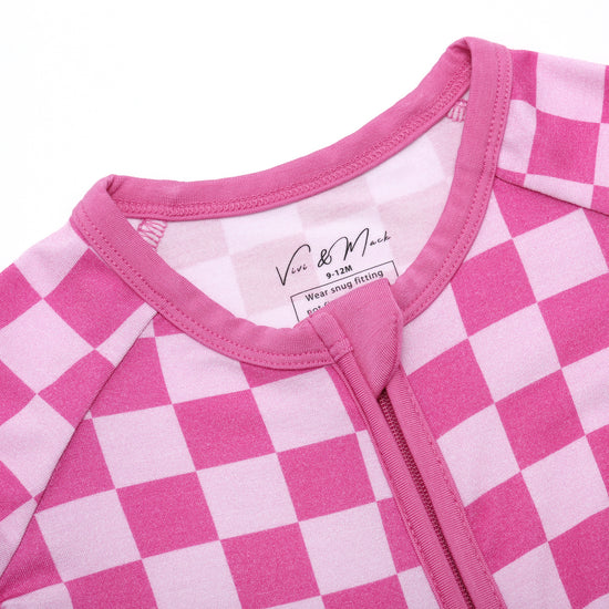 Convertible Baby Romper - Pink Checkered