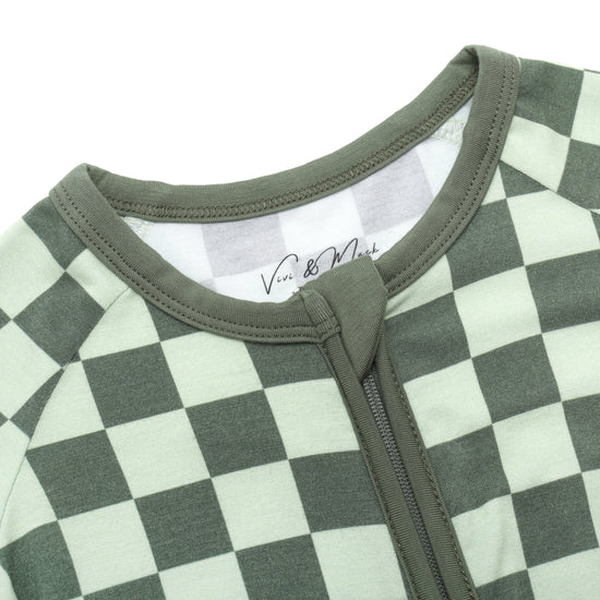 Convertible Baby Romper - Green Checkered