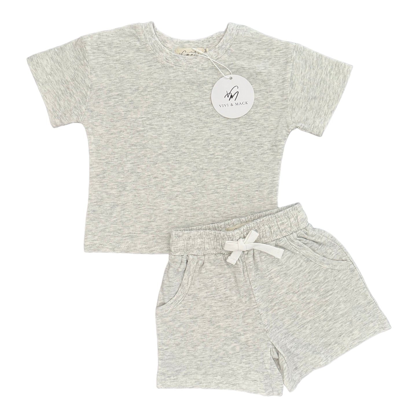 Organic Cotton - Shirt & Shorts - Light Heather Gray